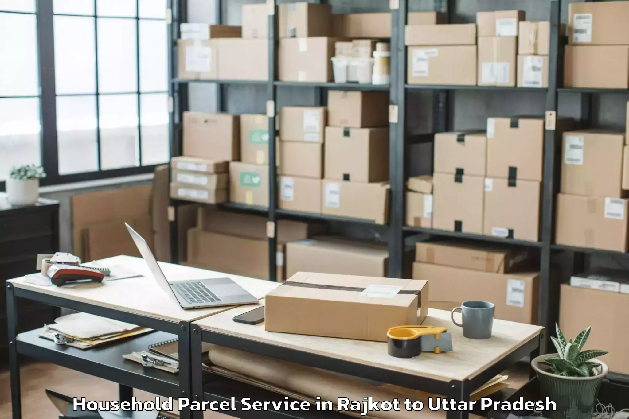 Top Rajkot to Phoenix United Mall Lucknow Household Parcel Available